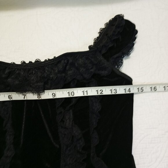 Top Velvet Lace Trim Off Shoulder Corset Style Size Large Black Womens - Picture 5 of 6